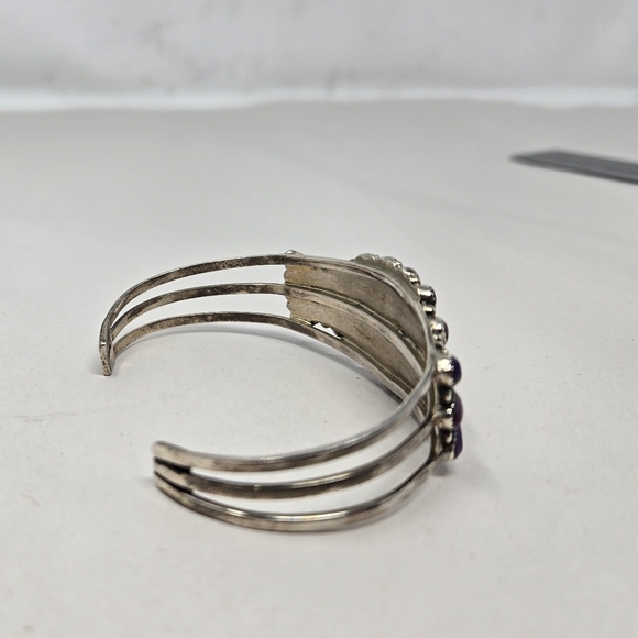 Mojave Purple Turquoise Sterling Silver Cuff Marked Sterling Made In Phillipines - Picture 4 of 12